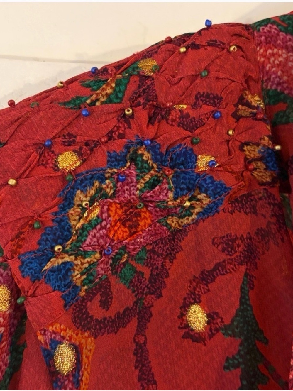 FARM Rio Red Floral Paisley Tie-Neck Maxi Dress - Picture 5 of 8